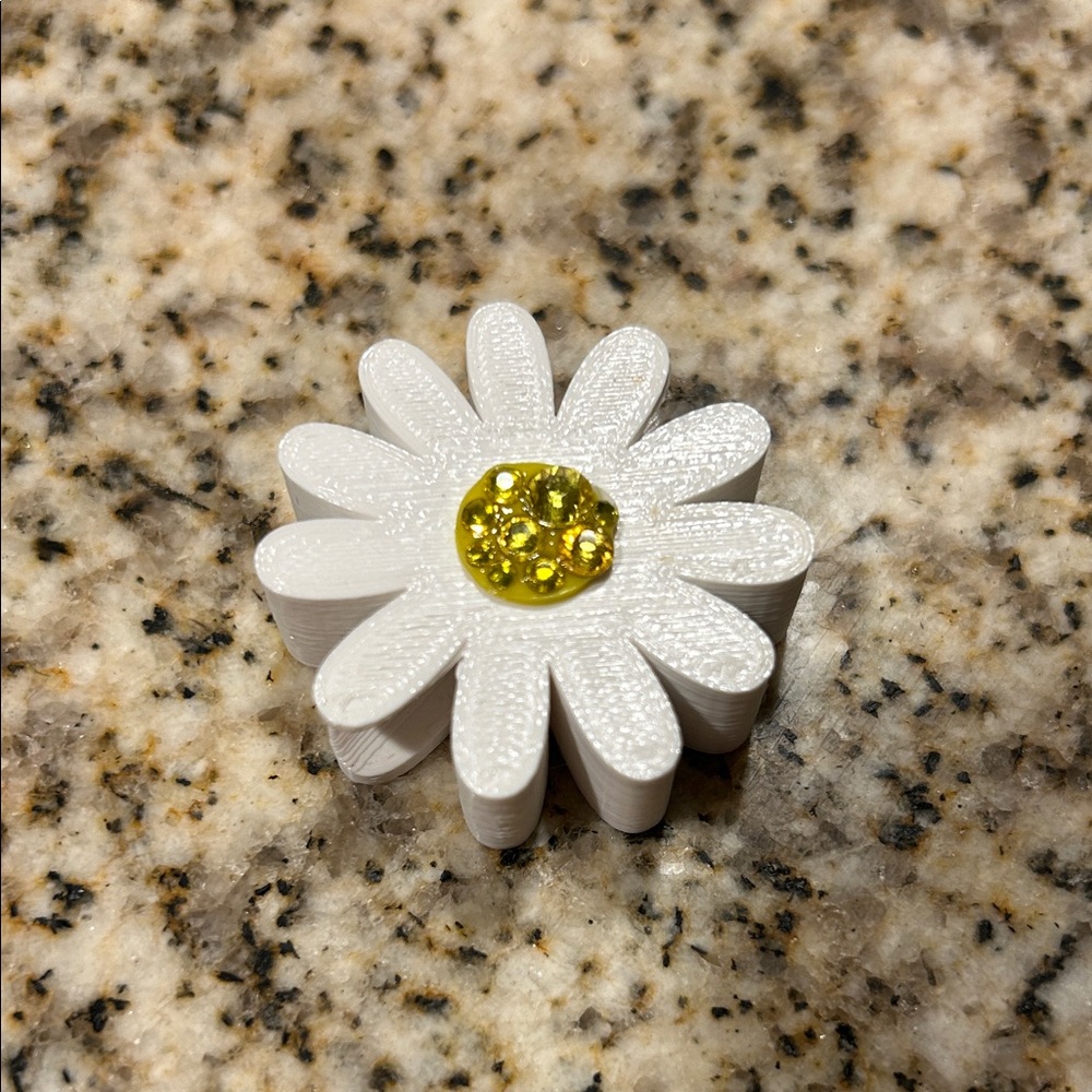 Daisy Flower Rhinestone Straw Charm